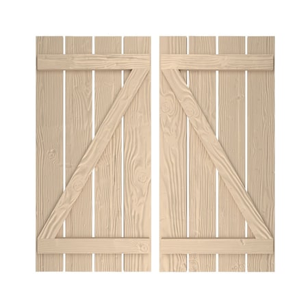 Rustic Four Board Spaced Board-n-Batten Sandblasted Faux Wood Shutters W/Z-Board, 23 1/2W X 44H